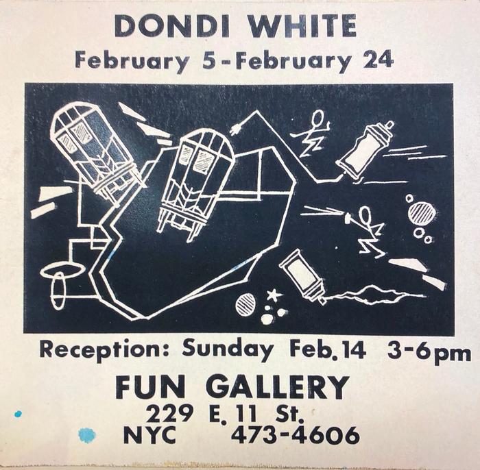 Invitation for a reception on Valentine's Day at the Dondi White's exhibition at Fun Gallery, New York