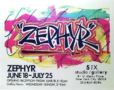 Card of Zephyr solo exhibition at 51X Gallery, New York