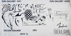Advertisement for the collective exhibition at Four Blue Squares, San Francisco